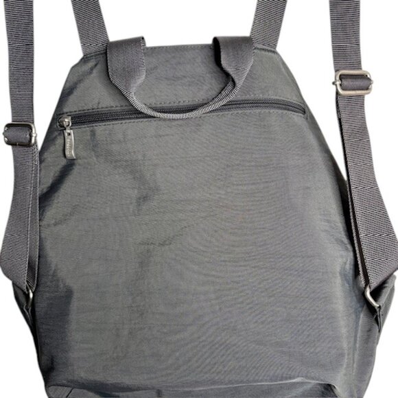 Baggalini Lightweight Cinch Backpack - Grey/Pink - 16”w x 14”h x 4.5”d - Picture 4 of 11